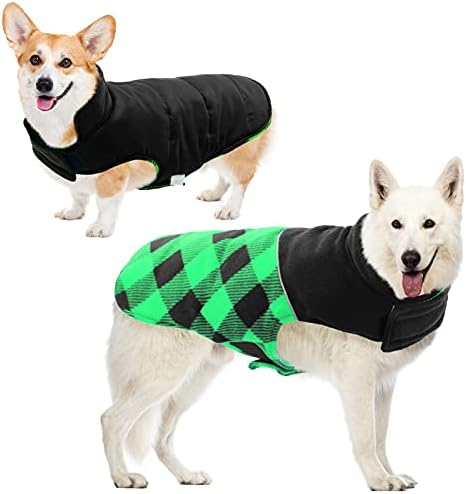Casaco de cachorro reversível de Koesson, jaqueta de inverno de cachorro xadrez de búfalo, casacos de cachorro reflexivo com