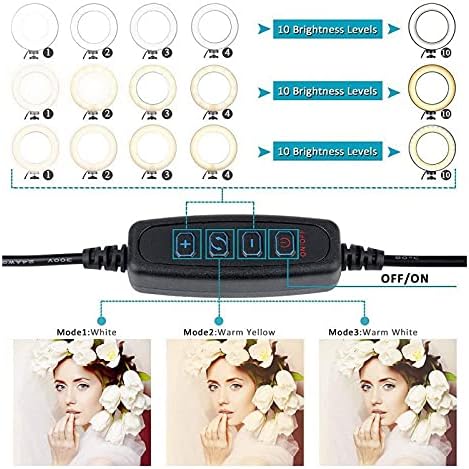 N/A Selfie LED Ring Lamp Light com suporte de tripé de 43 polegadas Bluetooth Remote Remote Photography Camera Dimmable