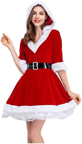 Costura da Sra. Papai Noel para vestidos de veludo feminino com roupas de férias de chapas de Natal Vestido de meia manga