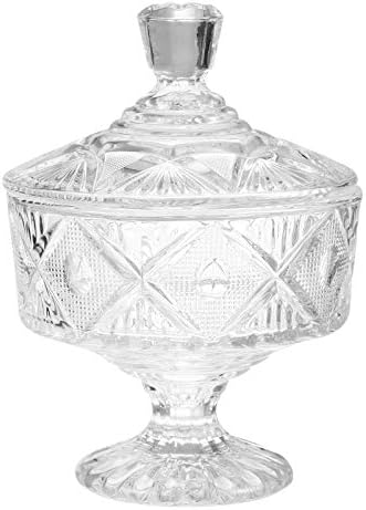 Cabilock Decor decoração de casa Decoração de vidro Doces de doce com tampa Crystal lanche tigela coberta jarra de