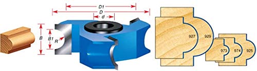 Ferramenta Amana-973 Bullnose de 3 asa com ponta de carboneto 1/8 raio x 1/4 raio de contas x 2-5/8 dia x x