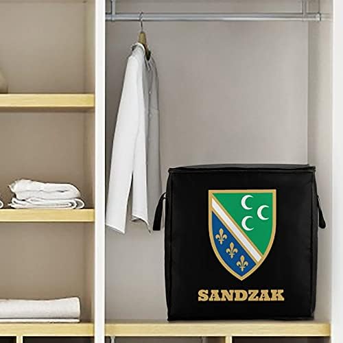 Sandzak Flag Grande Quilt Storage Bag Organizer Box Zipper em cima para travesseiro de roupas para roupas de travesseiro