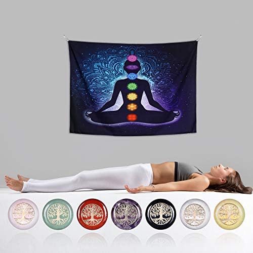 JXMYBA 7 Chakra Tapestry Healing Crystal Stone Meditation Wall 7 Chakra Stone Energy Crystal, Yoga Studio Decoration