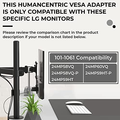 Adaptador de montagem de vesa humana para monitores LG 24MP58VQ, 24MP58VQ-P, 24MP59HT, 24MP59HT-P e 24MP60VQ, MONITORES DE ADAPTADORES VESA MONITORES MMM MONOME