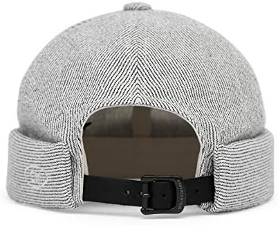 Subcontrol Seersucker Brimless Stripe Sailor Fisherman Leon Hat Rollled Cuff Harbor Skull Docker Beanie Cap for Men & Women