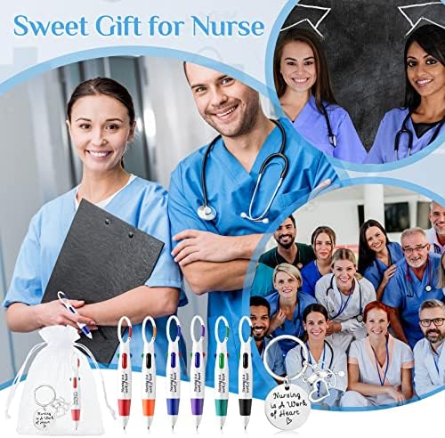12 Conjunto 2023 Kichain de enfermagem agradecimento Presentes Inspirados Chaves de enfermeira Apreciação de enfermagem canetas retráteis canetas motivacionais Multicolor Ballpo