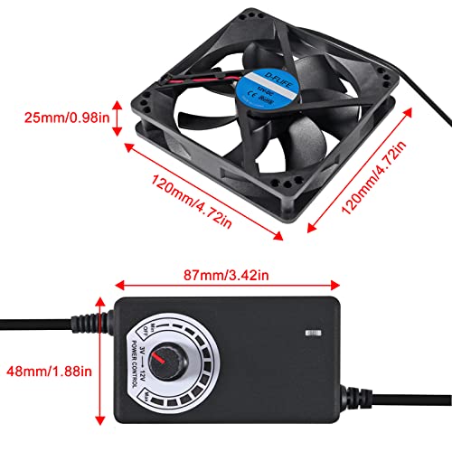Ventilador de resfriamento do ventilador D-Flife 120x25mm 110V 220V CA Rolamentos de bola dupla de barreira 3 a 12V Ventilador de velocidade para receptor DVR compatível com PlayStation Xbox Component