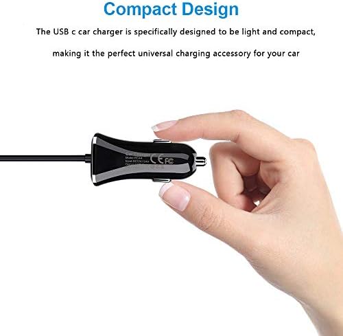 Carregador de carro Tipo C, 3.4A Adaptador de carro USB de carregamento rápido com cabo USB C de 3 pés para Samsung Galaxy