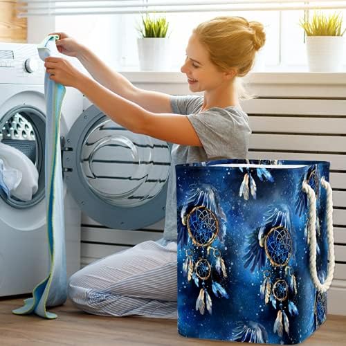 Apanhador de sonho de inomer azul grande lavanderia cesto cesto de roupas prejudiciais à prova d'água para organizador