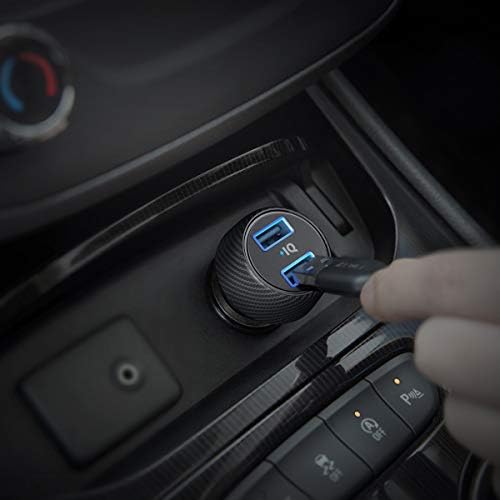 Anker 24W 4.8A Carregador de carro, 2 porta PowerDrive 2 Elite com tecnologia Poweriq e LED para iPhone XS/Max/Xr/X/8/7/6/Plus,