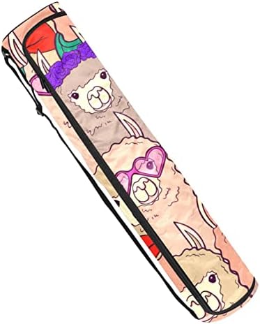 Bolsa de transportadora de tapete de ioga com alça de ombro rosa copos de lhama alpaca gravata borbole