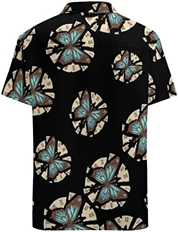 Butterfly Broken Relógio Camisas masculinas de manga curta Button Down Summer Beach Camisa regular Tops Tees gráficos