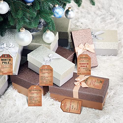 120 peças Tags de Natal do Papai Noel Nome Tags Tags de férias de Natal Kraft Tags Brown Hang Paper Rótulos com cordas para DIY Xmas Holiday Wrap Stamp Card de nome atual