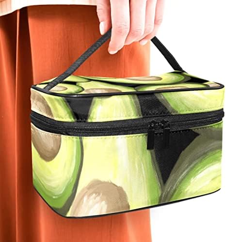 Bolsa de maquiagem pintada verde de frutas de abacates para mulheres meninas, bolsa de cosméticos Bolsa de maquiagem de maquiagem