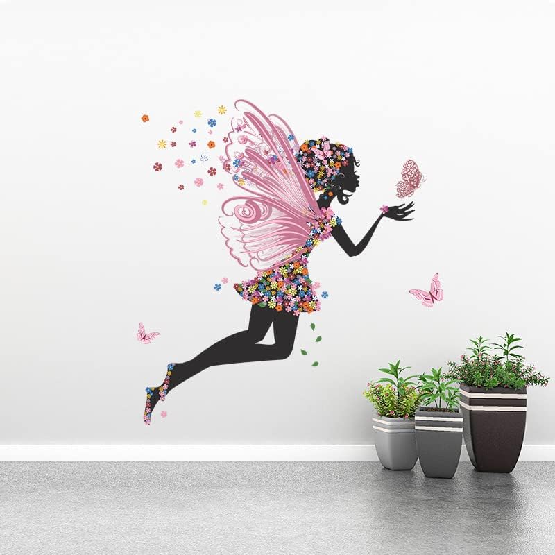 Decalques de parede de menina Decorações de parede de flor de borboleta rosa decoração de parede floral decoração de