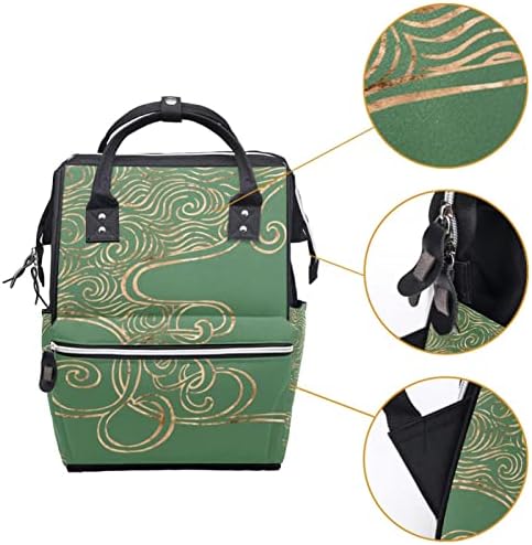 Mochila VBFOFBV Backpack, sacos de viagem portáteis multifuncionais para homens, linhas de ouro verdes japonesas vintage