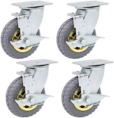 Placas de placa Aliaoforz Rodas de placa giratória, rodas de móveis de borracha para serviço pesado, rodas de rodízio em movimento com, 360 graus sem rodas de ruído, para prateleiras de armários de mesa industrial, pacote de 4
