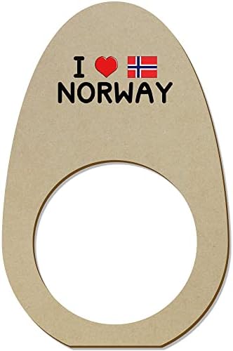 Azeeda 5 x 'I Love Noruega' Ringos/suportes de guardanapo de madeira