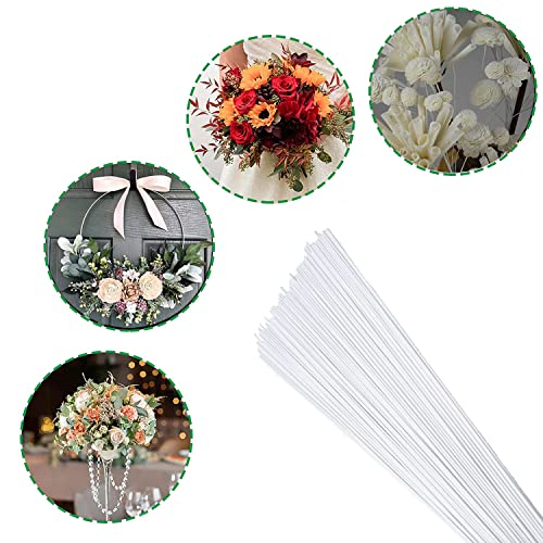 UNF White Whor Floral Wire Wire Wire 100pcs 16 polegadas fios de fios de flores para suprimentos de arranjo de flores, casamento DIY