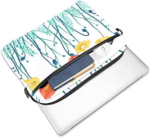 Laptop Bolsa de ombro azul marinho desenhado Cacto tropical Brandido de computador acolchoado para adultos, 13,4-14,5 polegadas