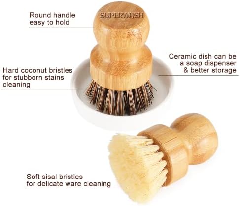 Superwash Plus Bamboo Scrub Brush Pan, prato e vegeta