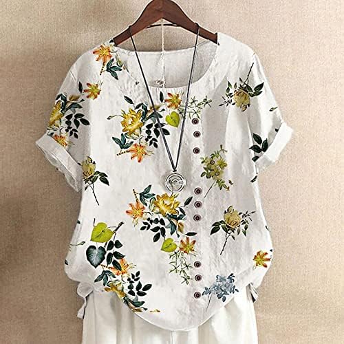 Blusa das meninas 2023 Manga curta Crew pescoço gráfico floral Fit Loose Fit Blouse camisa para feminino N2