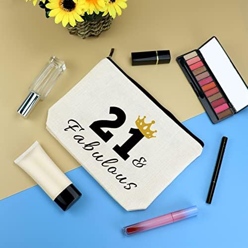 Bolsa de maquiagem para mulheres de 21º aniversário de 21º aniversário para seus presentes de aniversário de 21 anos para a filha