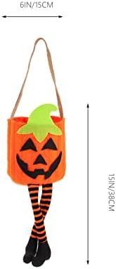 Pretyzoom 2pcs Halloween Truque ou sacos de tratamento, baldes de doces de Halloween, baldes de abóbora de gato preto com pernas longas, sacos de presente de tecido para suprimentos de festas de Halloween