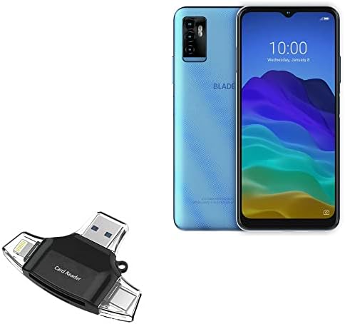 Boxwave gadget Smart Compatível com ZTE Blade 11 Prime - AllReader SD Card Reader, MicroSD Card Reader SD Compact USB para ZTE
