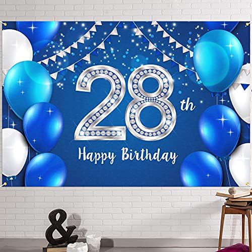 Hamigar 6x4ft Banner de 28º aniversário de 28º cenário - 28 anos de decorações de aniversário material de festa