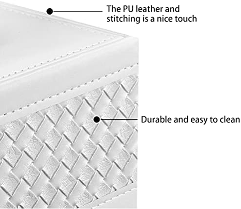 Porta de caixa de lenços retangulares, capa de caixa de lenço de papel de couro PU com armazenamento, titular de guardana