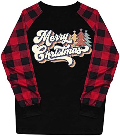 Ilugu feminino diariamente impressão de natal o tanque de pescoço camisetas longas camisetas casuais camisetas femininas