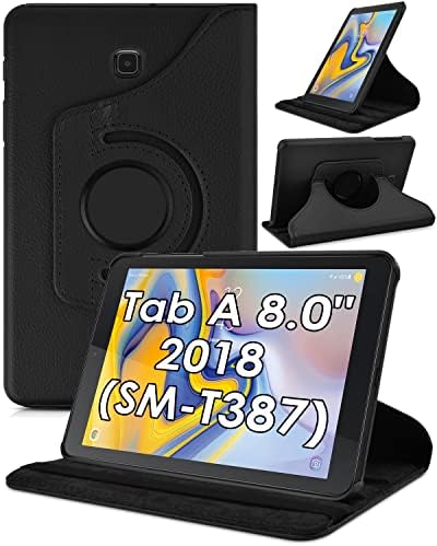 Caixa rotativa de Detuosi para o Galaxy Tab A 8,0 2018, 360 ° Giratório Stand Multi-Gange Stand Couro de couro Capas de protetora Concâmica
