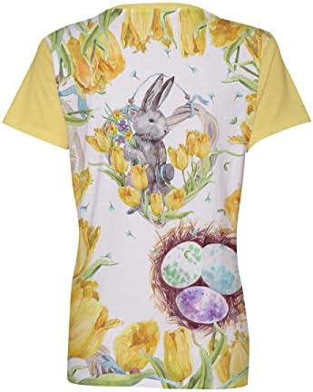 Camisas da Páscoa Mulheres Ovos de Páscoa Camiseta de coelho Cute Bonny de páscoa VEES de decote em V