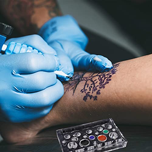 Allstarry 2pcs tatuagem copo de tinta acrílico e tampa de pigmentos de retangular para tatuagem caneta de maquiagem permanente