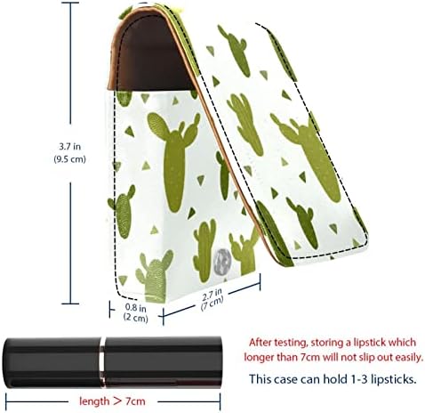 Caso de batom de Oryuekan, bolsa de maquiagem portátil fofa bolsa cosmética, organizador de maquiagem do suporte do batom, planta verde de cacto de desenho animado moderno