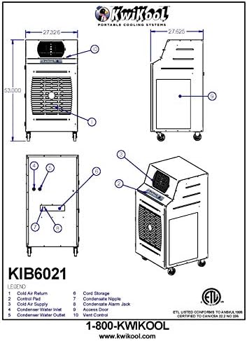 Kwikool Kwib6021 Ar condicionado portátil resfriado a água