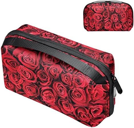 Bolsa de viagem de higiene pessoal, organizador de viagens de maquiagem resistente à água para acessórios para acessórios, Red Rose