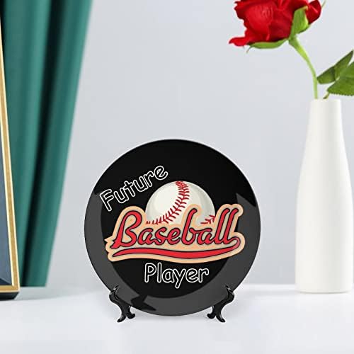 Futuro jogador de beisebol Placas de cerâmica redonda de placas de beisebol com estandes para decoração de casamento em