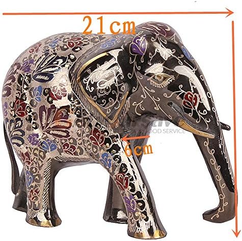 ZAMTAC BRASS 8.3 Elegante estátua de elefante estátua estatueta Lucky Gift & Home Decor