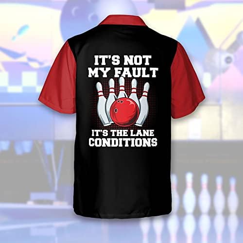 Leevus Camisetas de boliche engraçadas personalizadas para homens retrô, masculino de boliche de boliche de bowling de manga curta