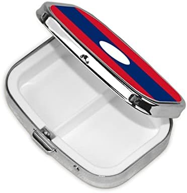 Laos Flag Square Mini Caixa de comprimidos METAL MEDETIC Organizer Travel Friendly Portable Pill Case