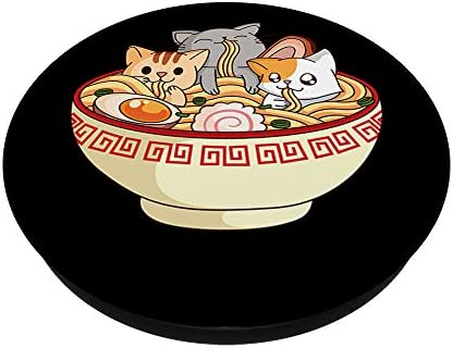 Anime gato japonês ramen vidas de macarrão foodie popsockets popgrip: aderência swappable para telefones e tablets