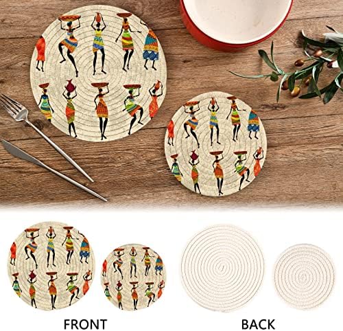 Africano Mulher Grunge Potes para triviais de cozinha para pratos quentes 2 PCs Resistentes ao calor Os suportes de panela