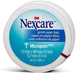 Fita de papel suave de Micropore NexCare, respirável, dermatologista testado, 0,64 onça