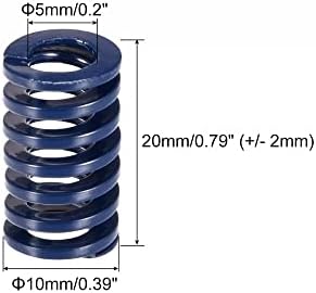 UXCELL 3D PRIMANTE mola de mola, 20pcs 10mm OD 20mm Long Streling Light Load Load Compression Molding Springs para a parte elétrica da impressora 3D, azul