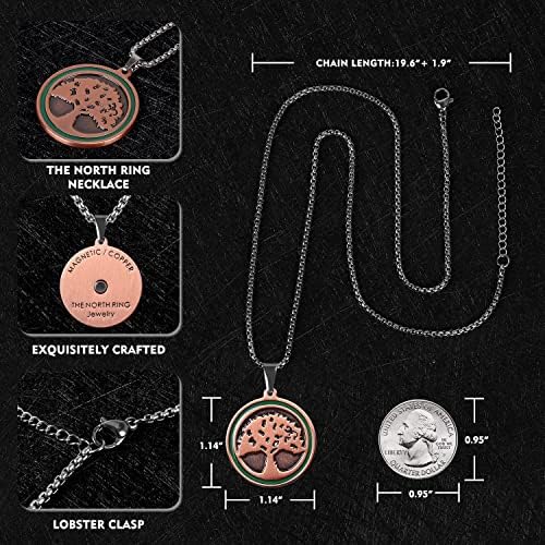 O colar de pingente de cobre puro anel norte para homens e mulheres Árvore da vida Pingente terapia magnética Alívio artrite e coluna
