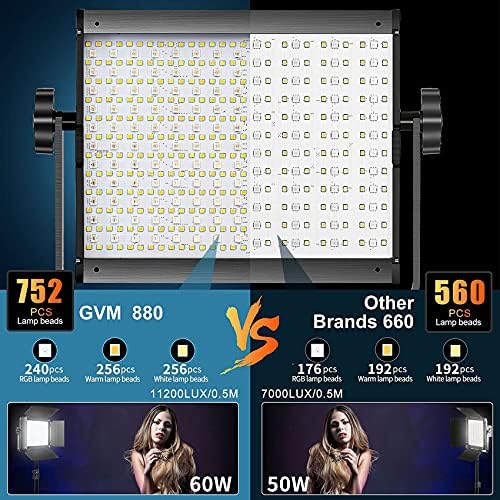 GVM RGB LED LIGHT VÍDEO com controle Bluetooth, kit de iluminação de estúdio de fotografia 60W com estandes, 2 pacotes