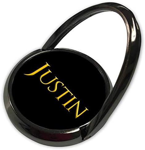 3drose Alexis Design - nomes masculinos populares nos EUA - Justin Mainstream Male Nome nos EUA. Amarelo em Amuleto Preto - anel de telefone