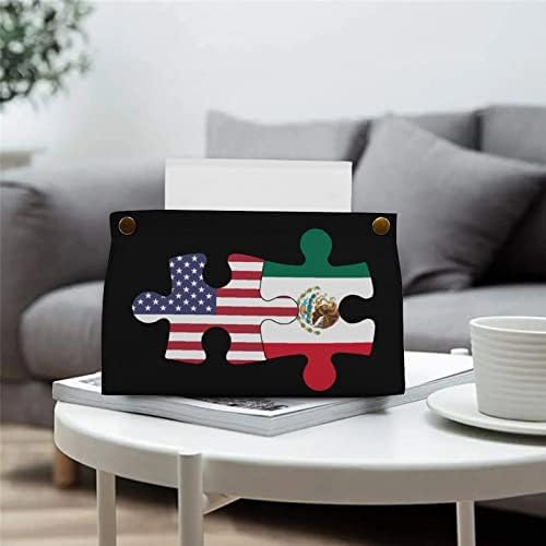 Caixa de lenço de tecido da caixa de quebra -cabeça da bandeira dos EUA e mecicanos